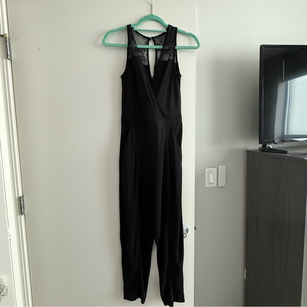 French Connection Black Lace Detail Jumpsuit